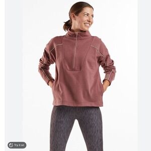 Title Nine Womens Warmup Quarter Zip Pullover Sweatshirt M Mauve Athleisure Crop